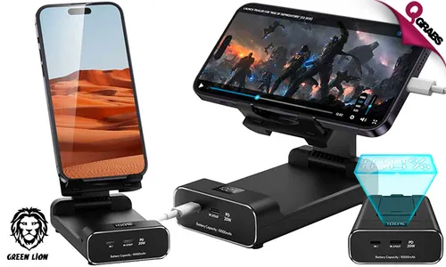 2-in-1: 10000mAh Powerbank & Foldable Mobile Stand!